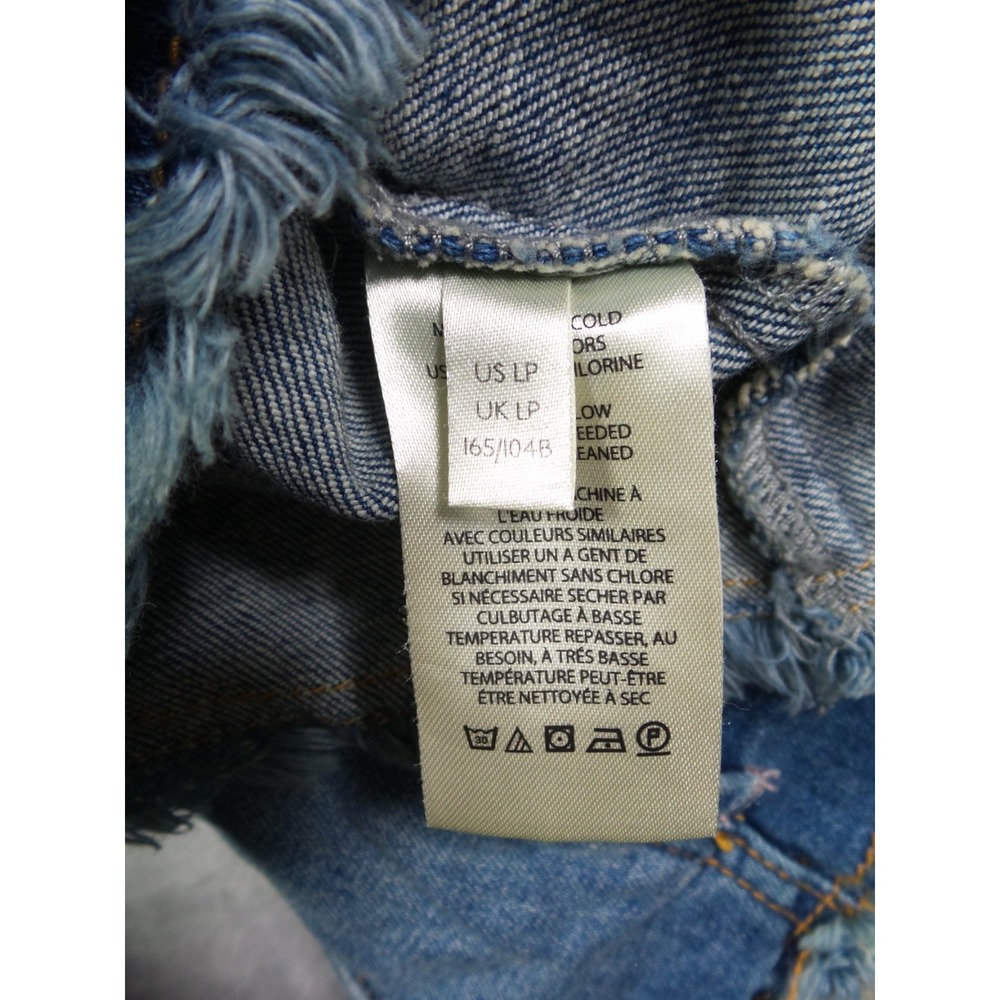 Anthropologie Pilcro Jacket Womens Size L Petite Blue Denim Raw Hem Button Up - Picture 12 of 14